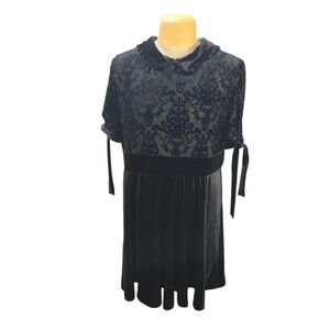 Killstar Black Velvet Damask Skull Mini Dress Peter Pan Collar Whimsigoth 4XL